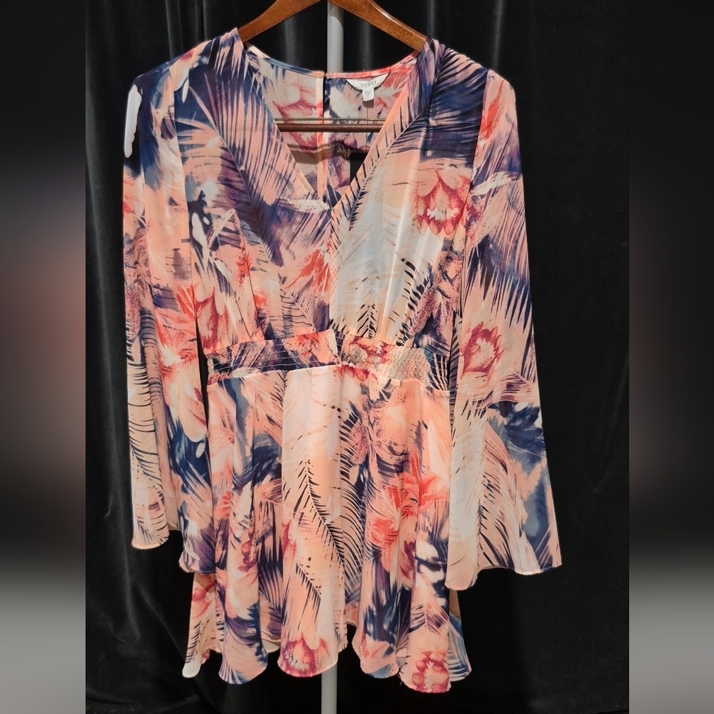 Guess Pink and Blue Floral Mini Dress